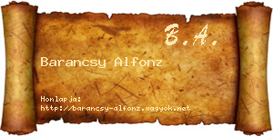 Barancsy Alfonz névjegykártya